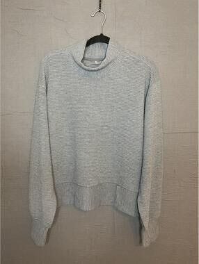 CALIA Women's Ribbed Mock Neck Pullover Sweater Gray Size Large